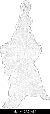 Vista satellitare del London Boroughs, mappa e strade di Lambeth borough. Inghilterra Illustrazione Vettoriale