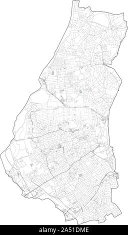 Vista satellitare del London Boroughs, mappa e strade di Waltham Forest borough. Inghilterra Illustrazione Vettoriale