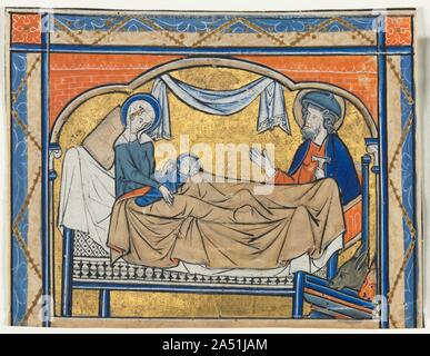 Miniatura asportato da un salterio: la Natività, c. 1270. Questo sopravvive in miniatura con altri frammenti da un salterio conservato nel Metropolitan Museum of Art di New York City. È stato suggerito che il manoscritto può essere stata fatta per la regina Eleonora di Provenza che divenne una suora di Amesbury in Inghilterra dopo la morte di suo marito, Re Enrico III. Lo stile e la qualità elevata di questo modellino supporta la sua associazione con un manoscritto deluxe salterio realizzato per un alto rango di patrono. Foto Stock