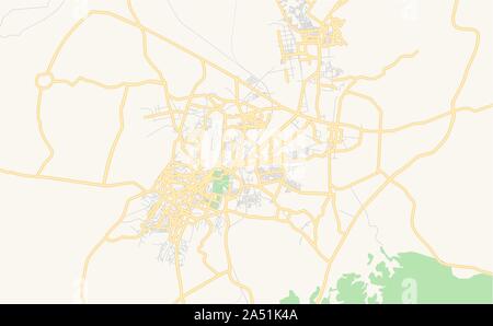 Versione stampabile cartina stradale di Gwalior, stato del Madhya Pradesh, India. Mappa modello per uso aziendale. Illustrazione Vettoriale