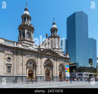 La Cattedrale Metropolitana, Plaza de Armas, Santiago Centro, Santiago del Cile, Sud America Foto Stock