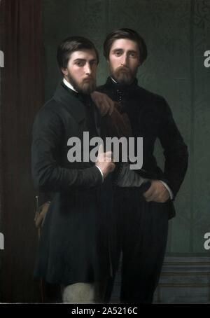 Ren&#xe9;-Charles Dassy e suo fratello Jean-Baptiste-Claude-Am&#xe9;d&#xe9; Dassy, 1850. Questo doppio ritratto raffigura due fratelli vestiti con l'altezza della moda per il 1850s, affermando chiaramente il loro status sociale. Jean-Baptiste (sinistra, età 23) porta guanti e un bastone da passeggio. Ren&#xe9;-Charles (destra, età 25) indossa un nero ricamato abito di velluto nelle esotiche &#xe0; la modalità Grec ispirata alla guerra greca di indipendenza (1821-32). Flandrin rappresenta figure in stile accademico sottolineando la linea sul colore, che riflette la sua formazione come allievo di J. A. D. Ingres. Foto Stock