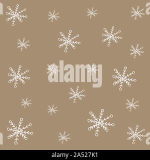 Sfondo beige con i fiocchi di neve. Illustrazione di inverno, può essere utilizzato come confezione regalo Illustrazione Vettoriale