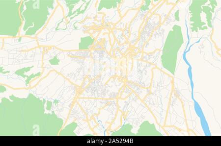 Versione stampabile cartina stradale di Dehradun, membro Uttarakhand, India. Mappa modello per uso aziendale. Illustrazione Vettoriale