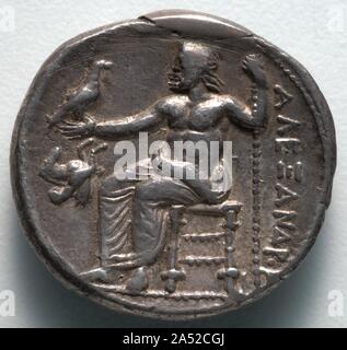 Tetradrachm: Zeus assiso sul trono (retromarcia), 336-323 A.C. Foto Stock