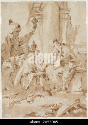 L Adorazione dei Magi, c. 1740. Considerato da molti come il più grande artista italiano del XVIII secolo, Tiepolo realizzato questo disegno come un lavoro indipendente dell'arte. Essa si riferisce a diversi altri fogli dello stesso soggetto, uno che ha affascinato l'artista in tutta la sua carriera. Foto Stock