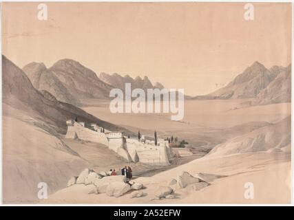 Il convento di Santa Caterina, il monte Sinai, guardando verso la pianura di Encampment, 1839. Foto Stock