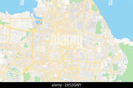 Versione stampabile cartina stradale di Surabaya, provincia East Java, Indonesia. Mappa modello per uso aziendale. Illustrazione Vettoriale