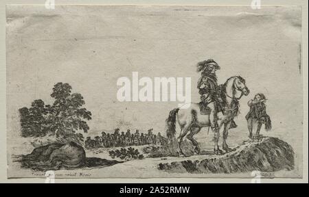 Varie figure e paesaggi: un perso Horseman domandando il modo, 1649. Foto Stock