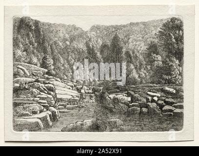 Acqua in montagna, c. 1790-1800. Nathe studiato a Lipsia con Adam Friedrich Oeser, che hanno insegnato molte importanti figure del periodo compreso lo scrittore e filosofo Johann Wolfgang von Goethe e l archeologo e storico dell'arte Johann Joachim Winckelmann. Oeser ispirato Winckelmann&#x2019;s filosofia "edle Einfalt, stille di Gr&#xf6;sse" (nobile semplicità e tranquilla maestosità). Sebbene Nathe andò nella sua propria direzione, questo paesaggio meticolosa della luce solare che colpisce le rocce accanto a un ruscello rivela l'influenza del suo maestro. Foto Stock