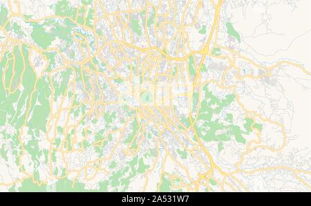 Versione stampabile cartina stradale di Bogor, nella provincia occidentale di Giava, in Indonesia. Mappa modello per uso aziendale. Illustrazione Vettoriale