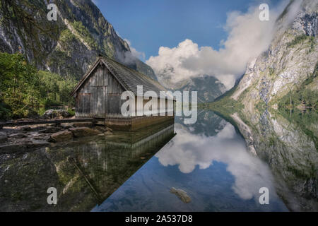 Obersee, Schoenau, Berchtesgaden, Baviera, Germania, Europa Foto Stock