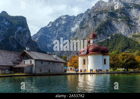 , Koenigssee Schoenau, Berchtesgaden, Baviera, Germania, Europa Foto Stock