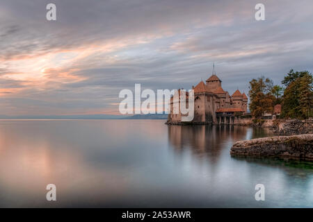 Veytaux, Vaud, sul Lago di Ginevra, Svizzera, Europa Foto Stock