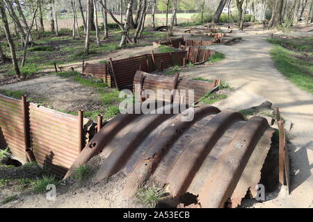 Trincee al Sanctuary Wood First Worls War Museum a Hill 62 vicino a Ypres / Ieper Fiandre Foto Stock