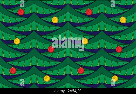 Fir modello senza cuciture con baubles Illustrazione Vettoriale
