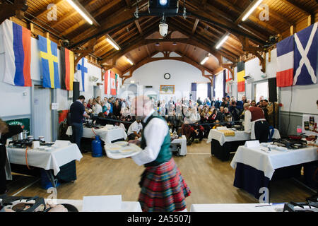 World porridge Making Championships 2019, noto anche come Golden Spurtle, a Carrbridge, Scozia. Foto Stock