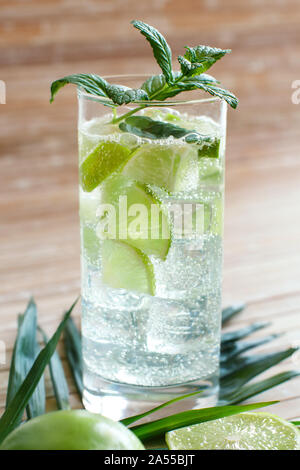 In casa bevanda rinfrescante con il succo di lime e menta vicino fino Foto Stock