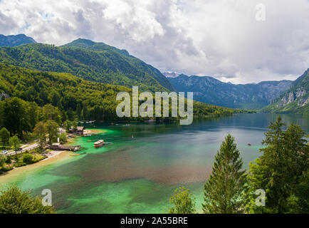 Il lago di Bohinj Parco Nazionale del Triglav, Alta Carniola regione Slovenia Foto Stock