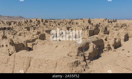 Una volta capitale del regno Jushi, Jiaohe è oggi un sito Patrimonio Mondiale dell'Unesco e la bellezza del Xianjang Uygur Regione Autonoma Foto Stock