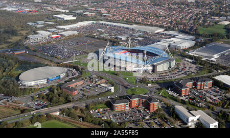 Vista aerea del Middlebrook Retail & Leisure Park parte di Reebok lo sviluppo a Bolton, Lancashire Foto Stock
