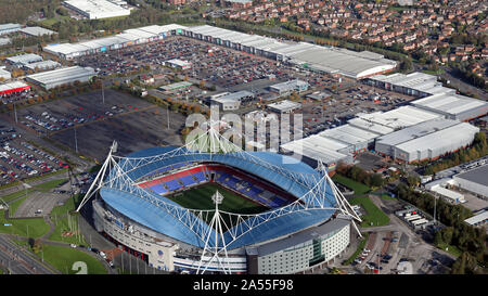 Vista aerea del Middlebrook Retail & Leisure Park parte di Reebok lo sviluppo a Bolton, Lancashire Foto Stock