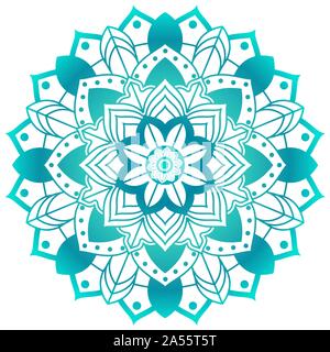 Mandala design pattern in aqua illustrazione verde Illustrazione Vettoriale