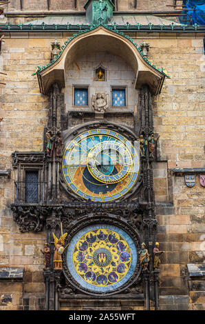 Orologio astronomico (Orloj) nella Città Vecchia di Praga - Repubblica ceca Foto Stock