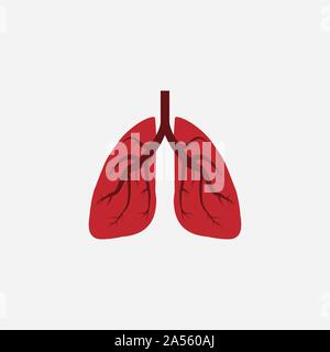 Illustrazione Vettoriale, design piatto. Polmoni icona mediche Illustrazione Vettoriale