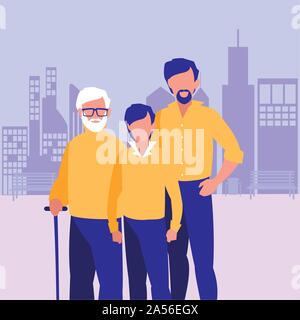 Scena di uomini senza volto nel parco della città illustrazione vettoriale design Illustrazione Vettoriale