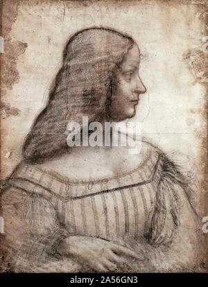 Leonardo Da Vinci, Isabella d'Este, ritratto disegno, 1499-1500 Foto Stock