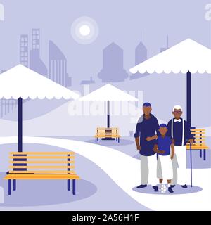 Scena di uomini senza volto nel parco della città illustrazione vettoriale design Illustrazione Vettoriale