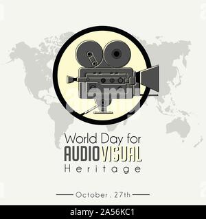 Giornata mondiale per l'audio patrimonio audiovisivo Illustrazione Vettoriale