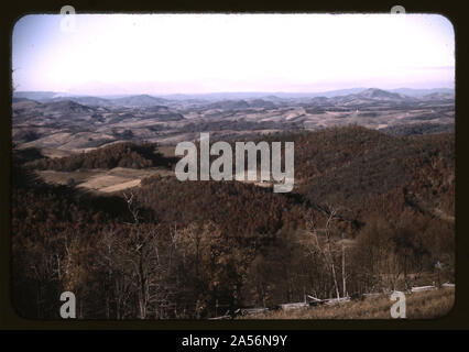 Vista dei campi e colline boscose dalla Skyline Drive, Virginia Foto Stock