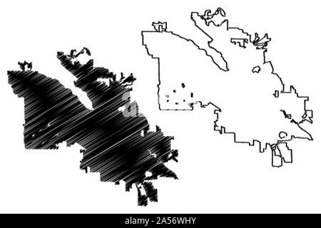 Boise City (Stati Uniti città, Stati Uniti d'America, usa city) mappa illustrazione vettoriale, scribble schizzo città di Boise mappa Illustrazione Vettoriale