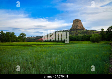 Mattinata a Devils Tower National Monument. Foto Stock