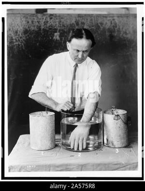 In questa sequenza di fotografie Harry Houdini ha dimostrato come spirito mani che apparve a sedute spiritiche erano state effettuate da meno esseri etereo. In 'un mago tra gli spiriti' Houdini descritto la frode mediumistic noto come 'finger-stampa di un spirito." uno stampo di una persona morta la mano dovrebbe essere preparato con cura e, durante una seance con il creduto parenti, impronte del defunto apparirà su una tromba lampblacked. Foto Stock