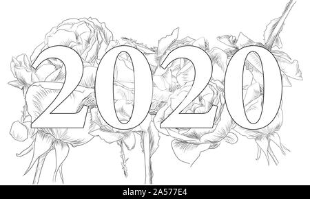 Arte di Rose 2020 White colorare by jziprian Foto Stock