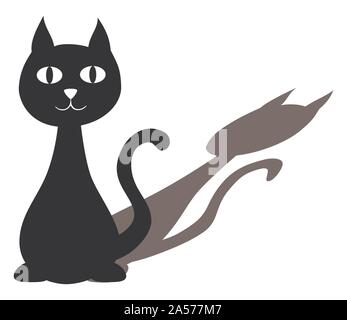 Silhouette black cat shadow grandi occhi sfondo bianco by jziprian Illustrazione Vettoriale