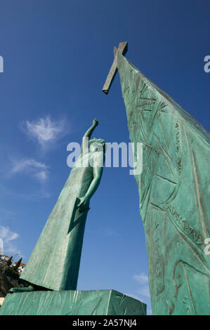 Statua di matematico greco Pitagora (580-495 a.C.), Pythagoreio, SAMOS, ISOLE DELL' EGEO, Grecia Foto Stock