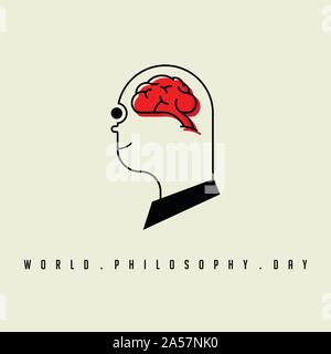 World Philosophy Day con il cervello umano Illustrazione Vettoriale