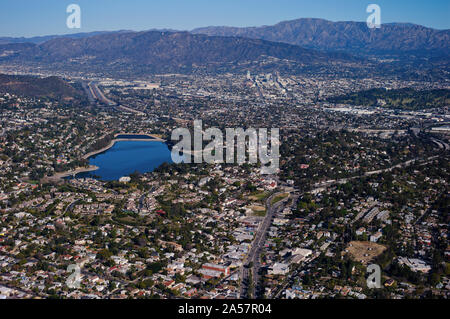 Vista aerea di una città, Silver Lake, Los Angeles, California, Stati Uniti d'America Foto Stock