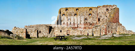 Rovine del abbandonato Castello Hammershus, isola di Bornholm, Danimarca Foto Stock