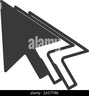 Il mouse del computer icona del cursore con i tasti cursore trail in semplice stile vettoriale Illustrazione Vettoriale