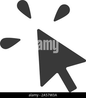 Computer cursore del mouse icona con fare clic su indicatore in semplice stile vettoriale Illustrazione Vettoriale