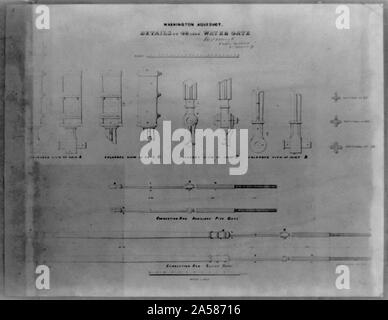 Acquedotto di Washington, dettagli di 48 pollici di acqua gate Foto Stock