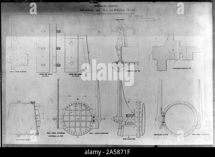 Acquedotto di Washington, dettagli di 48 pollici di acqua gate Foto Stock