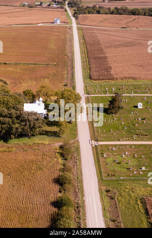 Fotografia aerea di terreni rurali in mulini County, Iowa, USA. Foto Stock