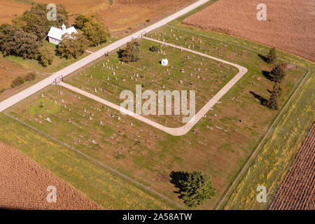 Fotografia aerea di terreni rurali in mulini County, Iowa, USA. Foto Stock