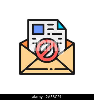 E-mail, protezione anti-malware, spyware, trojan piatta linea colore icona. Illustrazione Vettoriale